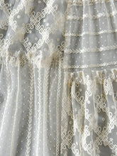 Load image into Gallery viewer, No.1613405 Flocked Polka Dot & Cord Embroidery Tulle Mix Elastic Waist Gathered Flared Tiered Skirt with Petticoat