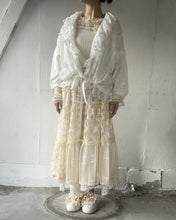 Load image into Gallery viewer, No.1613405 Flocked Polka Dot & Cord Embroidery Tulle Mix Elastic Waist Gathered Flared Tiered Skirt with Petticoat