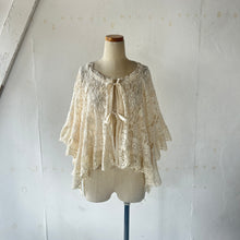 画像をギャラリービューアに読み込む, Cotton Lace Mix Poncho Cape Cardigan & Back Ribbon P/O BL & Wrap SK #1423022