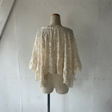 画像をギャラリービューアに読み込む, Cotton Lace Mix Poncho Cape Cardigan & Back Ribbon P/O BL & Wrap SK #1423022