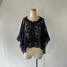 画像をギャラリービューアに読み込む, Cotton Lace Mix Poncho Cape Cardigan & Back Ribbon P/O BL & Wrap SK #1423022