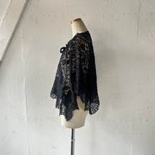 画像をギャラリービューアに読み込む, Cotton Lace Mix Poncho Cape Cardigan & Back Ribbon P/O BL & Wrap SK #1423022