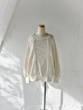 画像をギャラリービューアに読み込む, Cableknit & Pique Striped Jersey Puff Sleeve P/O With Adjust Ribbon #1511003
