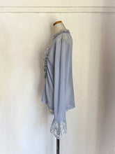 画像をギャラリービューアに読み込む, Crew Neck High Count Twist Yarn Sheer Waffle Shirring Lace Frill P/O