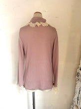画像をギャラリービューアに読み込む, Tereco Rib Tulle Lace Off-Turtle Neck Long Sleeve P/O #1431072