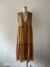 画像をギャラリービューアに読み込む, Sheer Tulle Yolk Gather Tiered Front Button Gilet Dress #7523545