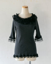 이미지를 갤러리 뷰어에 로드 , No.1611003 Tulle Mix Frill Half Sleeve Shell Neck P/O