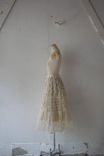 Load image into Gallery viewer, No.1613405 Flocked Polka Dot & Cord Embroidery Tulle Mix Elastic Waist Gathered Flared Tiered Skirt with Petticoat