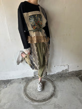 画像をギャラリービューアに読み込む, Flower Embroidery Print Linen Canvas & Pique Striped Jersey Asymmetry P/O #1513040