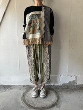 画像をギャラリービューアに読み込む, Flower Embroidery Print Linen Canvas & Pique Striped Jersey Asymmetry P/O #1513040