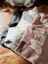 画像をギャラリービューアに読み込む, Tereco Rib Tulle Lace Off-Turtle Neck Long Sleeve P/O #1431072