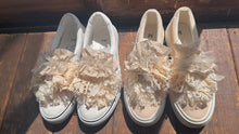 Cargar imagen en el visor de la galería, Dorothy Shoes Dots Tulle Torchon Lace Mix Cotton Ribbon Slipon Sneaker #1615901
