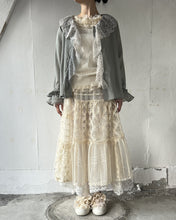 Load image into Gallery viewer, No.1613405 Flocked Polka Dot &amp; Cord Embroidery Tulle Mix Elastic Waist Gathered Flared Tiered Skirt with Petticoat
