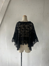 画像をギャラリービューアに読み込む, Cotton Lace Mix Poncho Cape Cardigan &amp; Back Ribbon P/O BL &amp; Wrap SK #1423022
