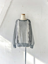 画像をギャラリービューアに読み込む, Cableknit &amp; Pique Striped Jersey Puff Sleeve P/O With Adjust Ribbon #1511003
