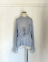 画像をギャラリービューアに読み込む, Crew Neck High Count Twist Yarn  Sheer Waffle Shirring Lace Frill P/O

