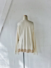 画像をギャラリービューアに読み込む, Flower Embroidery Print Linen Canvas &amp; Pique Striped Jersey Asymmetry P/O #1513040
