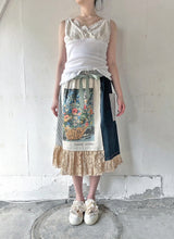 画像をギャラリービューアに読み込む, Flower Embroidery Print Linen Canvas Asvmmetry Waist Elastic SK #1513330
