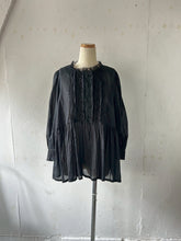 画像をギャラリービューアに読み込む, Cotton Linen Slub Loan Pin Tuck Lace Mix 3/4 Puff Sleeve P/0 #1511015
