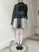画像をギャラリービューアに読み込む, Crew Neck High Count Twist Yarn  Sheer Waffle Shirring Lace Frill P/O
