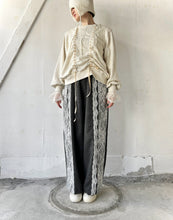 画像をギャラリービューアに読み込む, Cableknit &amp; Pique Striped Jersey Puff Sleeve P/O With Adjust Ribbon #1511003
