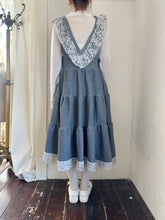画像をギャラリービューアに読み込む, French terry lace mix V/N jumper dress NEW #1511551
