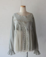Load image into Gallery viewer, No.1533103　Fｌower JQ Yolk Long Puff Sleeve Gather Flare P/O BI
