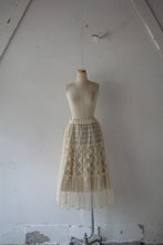 Load image into Gallery viewer, No.1613405 Flocked Polka Dot &amp; Cord Embroidery Tulle Mix Elastic Waist Gathered Flared Tiered Skirt with Petticoat
