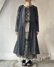 Load image into Gallery viewer, No.1613502　Flocked Polka Dot &amp; Cord Embroidery Tulle Mix Pullover Dress Gatherd Flare Panels and Short Puff Sleeve
